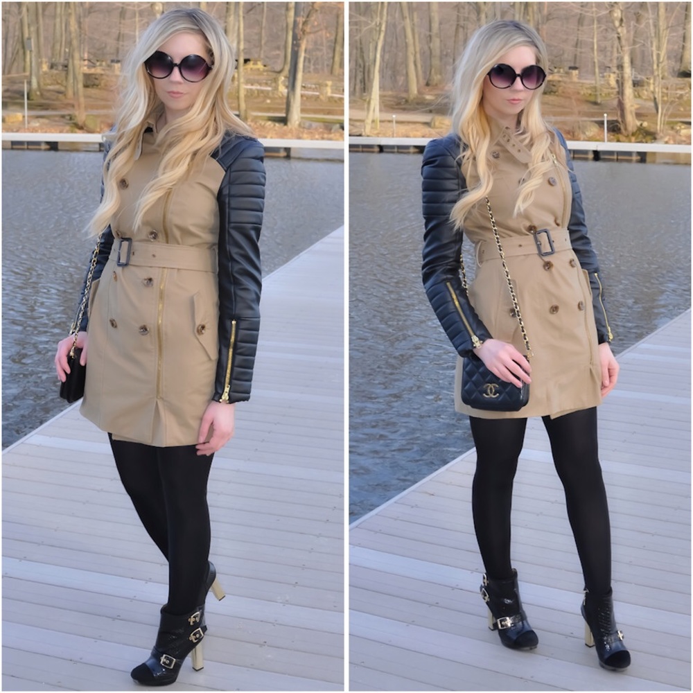 Walter Baker Trench Coat Leather Sleeves
